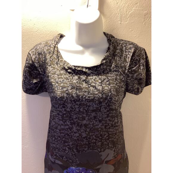 Sportmax Pura Seta Gray Purple Silk Tree Design Short Y2K Mini Dress Pockets S - Picture 6 of 8